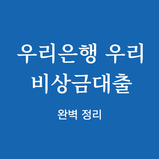 우리은행 우리 비상금대출 완벽 정리