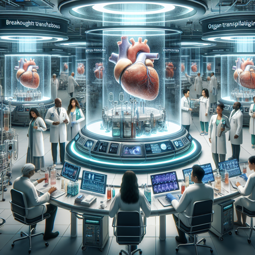 alt="TransMedics Group 2025 전망: 장기 이식 혁신으로 투자 기회 확대를 보여주는 인포그래픽, OCS 장비와 상승 추세 주가 차트, 의료진 아이콘 포함"