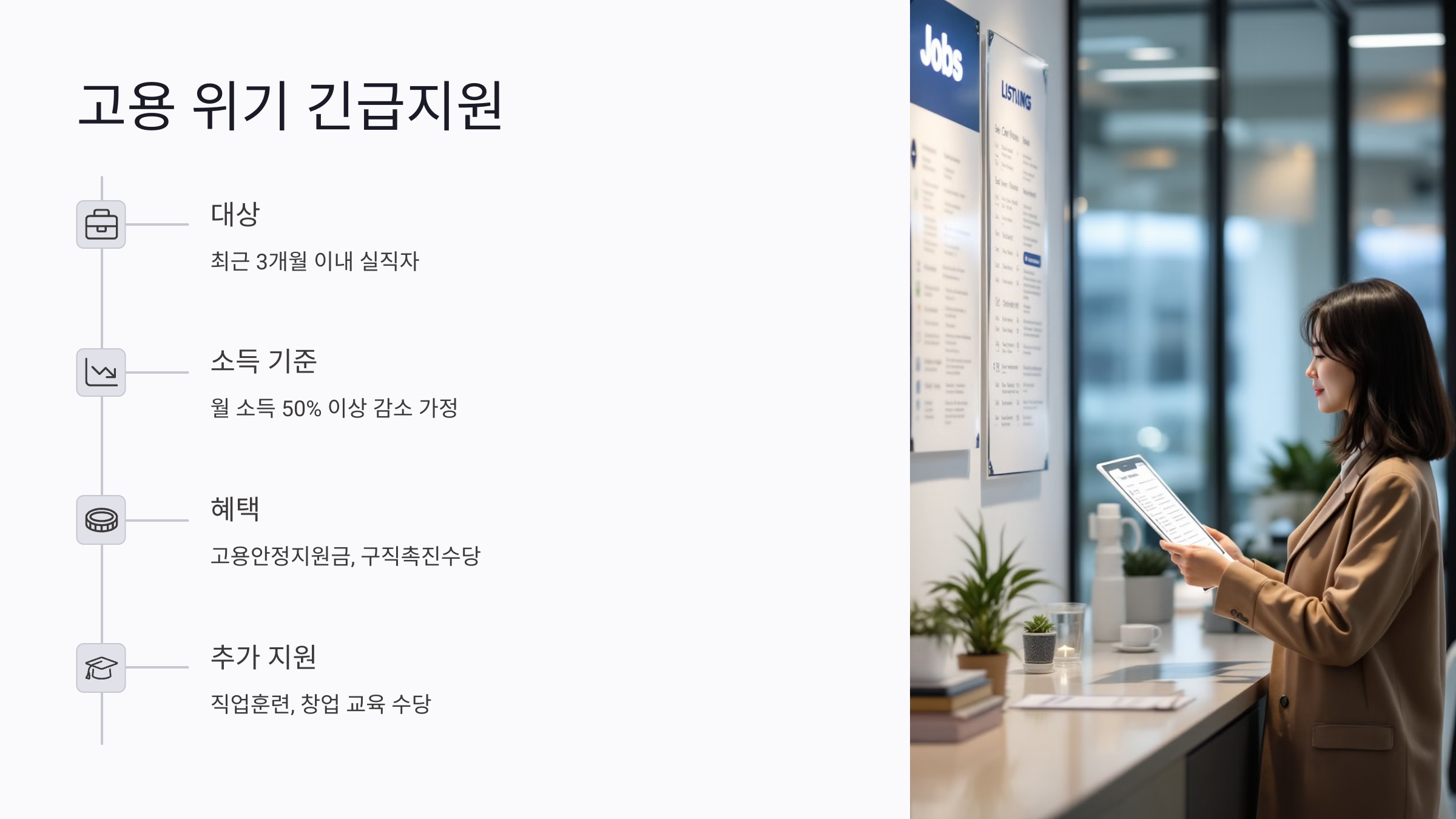 실직하거나 폐업했다면, 고용 위기 긴급지원 신청하세요