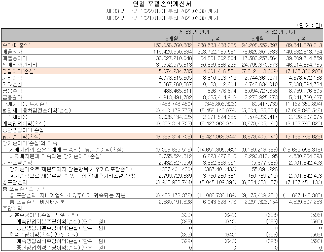 네패스 - 손익계산서