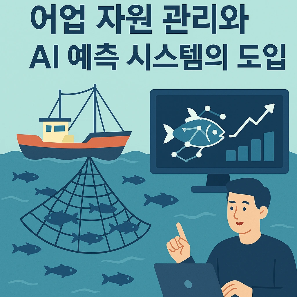 어업 자원 관리와 AI 예측 시스템의 도입을 연상하는 이미지