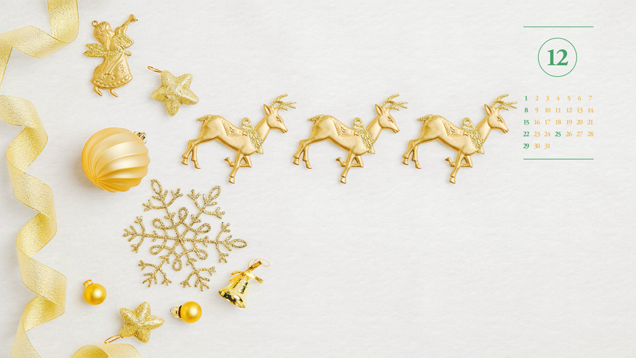 06 금색 사슴장식 A - 2024년12월 노트북배경화면