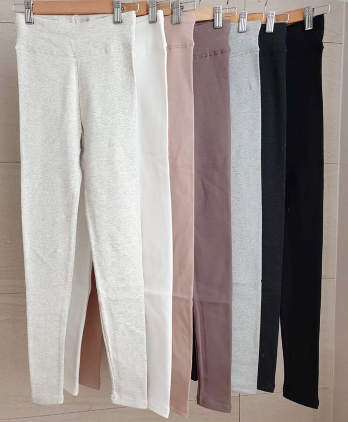 밑위가 긴 가을 겨울 얇은 스판 여성 레깅스 10부 피치 면 기모 쫄바지
