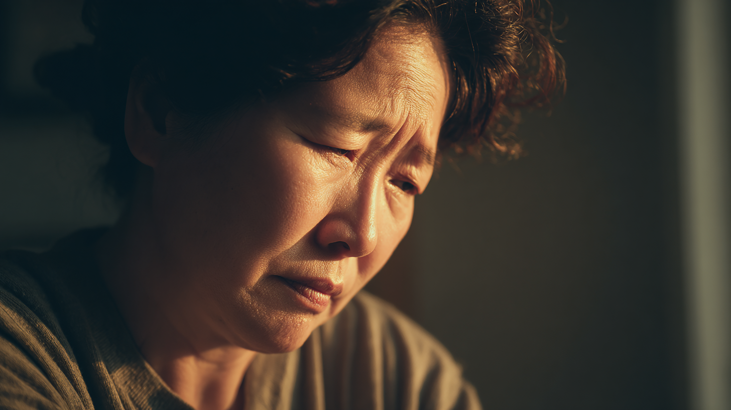 위기의 중년 노인 간병