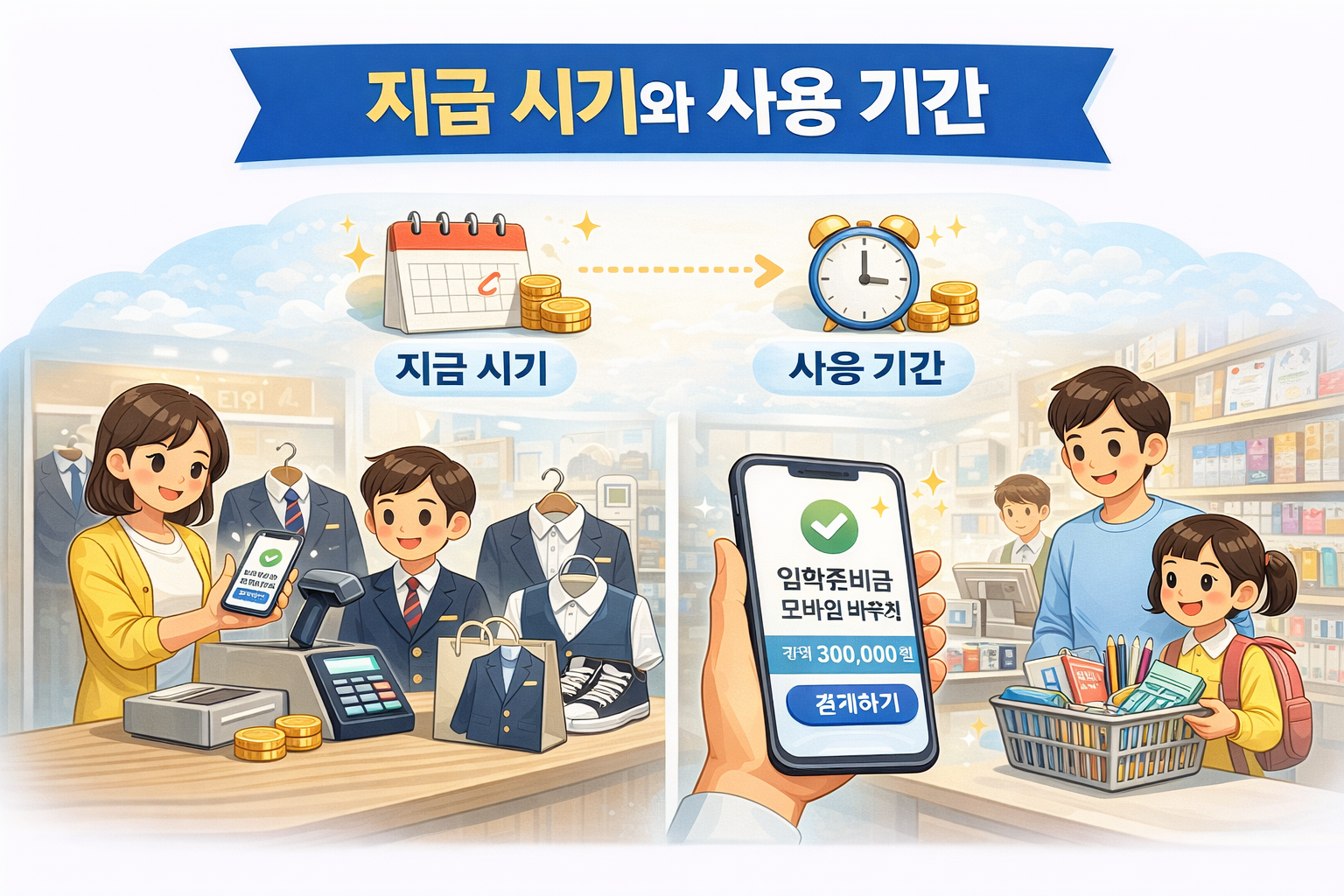 입학준비금 지급 시기와 사용 기간 안내