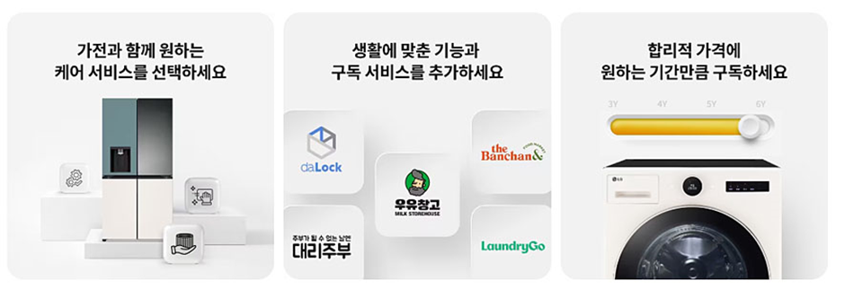 LG전자 가전 구독 월 구독료 및 초기 비용 안내 자료