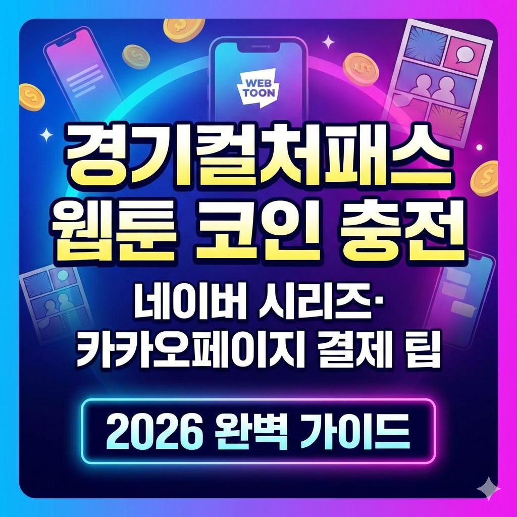 경기컬처패스 웹툰 코인 충전 네이버 시리즈 카카오페이지 결제 팁 2026 완벽 가이드