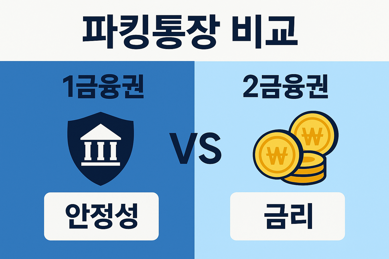 1금융권 2금융권 파킹통장 비교 안정성과 금리 차이 시각 자료