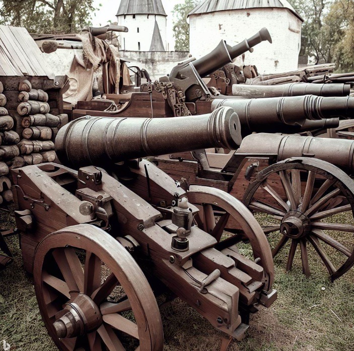 16세기 대포와 총(made by Bing)