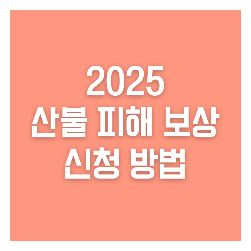 2025 산불 피해 보상 신청 방법