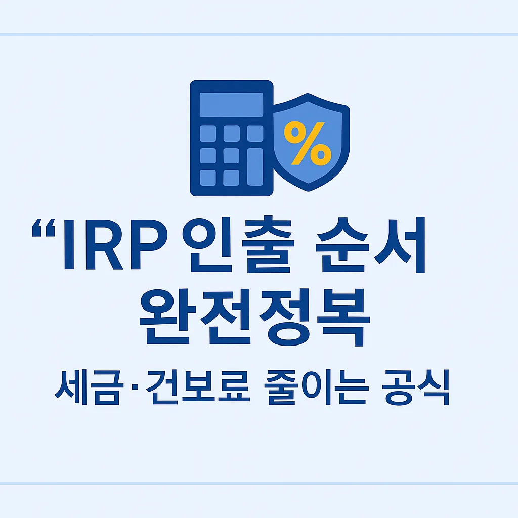 IRP 인출 순서에 따라 세금과 건강보험료 부담을 줄이는 2025년 최신 최적 인출 전략 요약