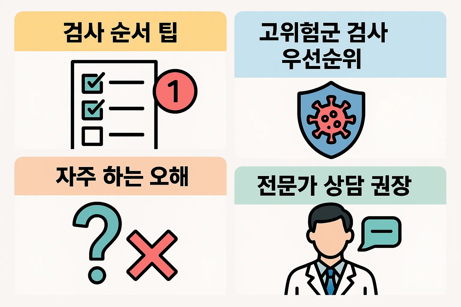 췌장암 검사 순서 팁, 고위험군 검사 우선순위, 자주 하는 오해와 전문가 상담 권장 내용을 담은 인포그래픽