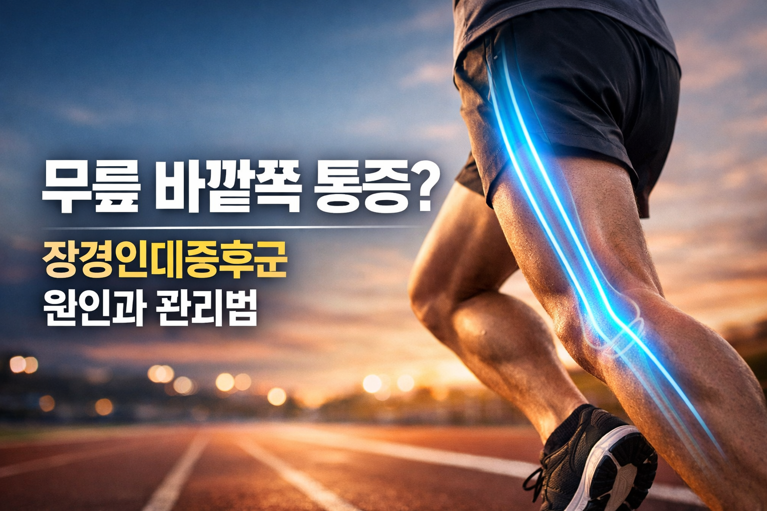alt="무릎 바깥쪽 통증 장경인대증후군 원인과 관리법이라는 글자가 적힌 썸네일 이미지"