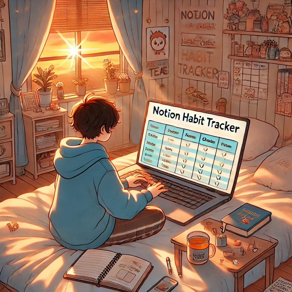 A person creating a Notion habit tracker