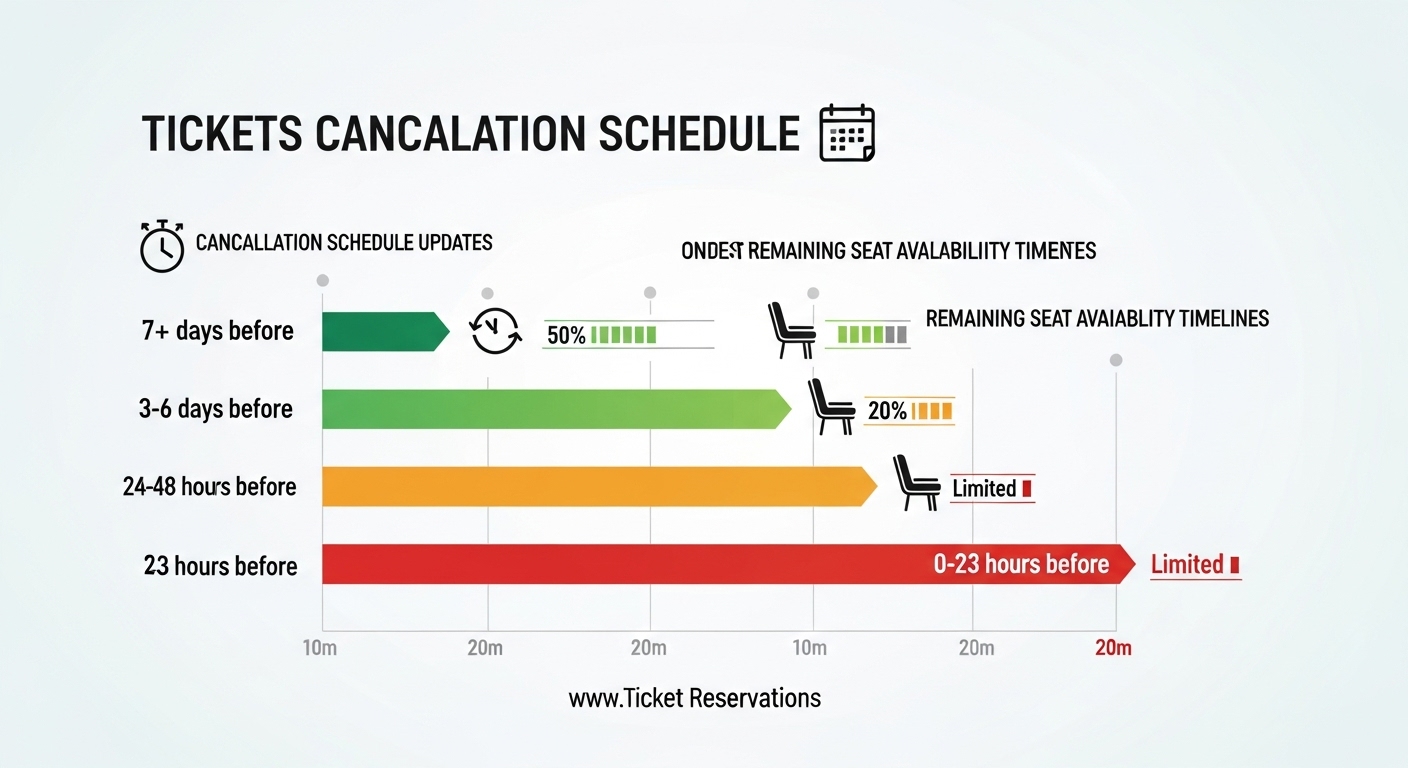 티켓 예매 사이트별 취소표 업데이트 및 잔여 좌석 노출 시간대 표