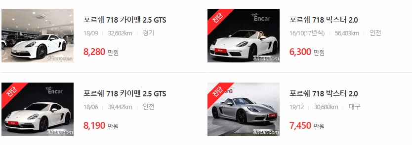 포르쉐 718 중고차 시세
