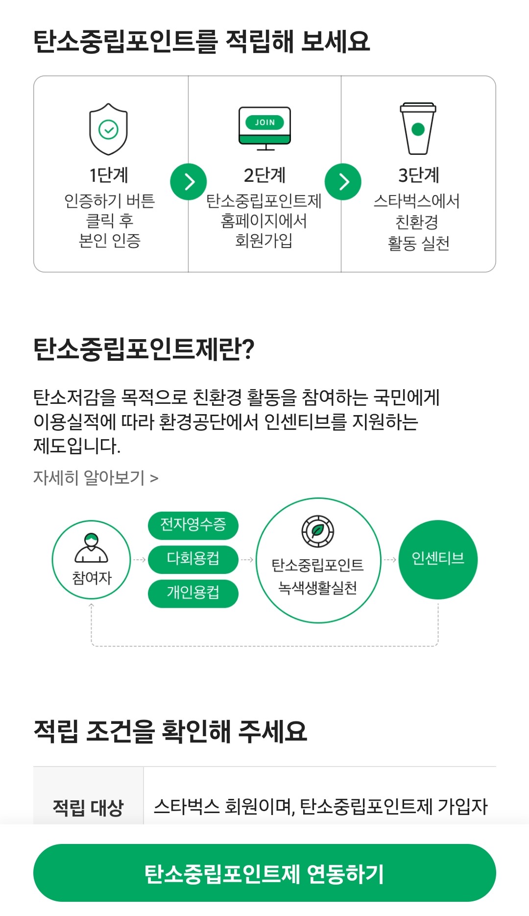 탄소중립포인트 스타벅스앱에서 연동하기