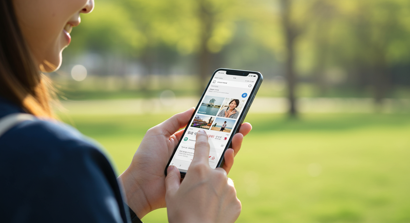 스마트폰 사용하는 모습