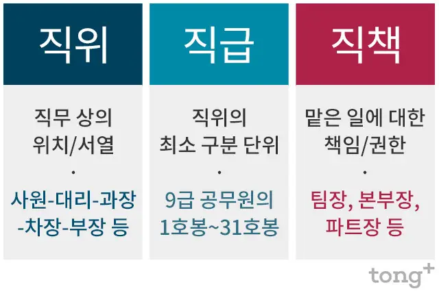 직위/직급/직책의 비교