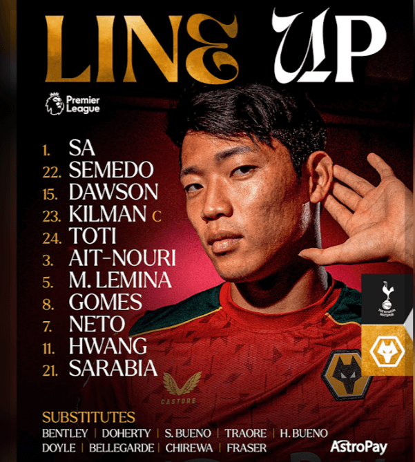 토트넘 대 울버햄튼 라인업