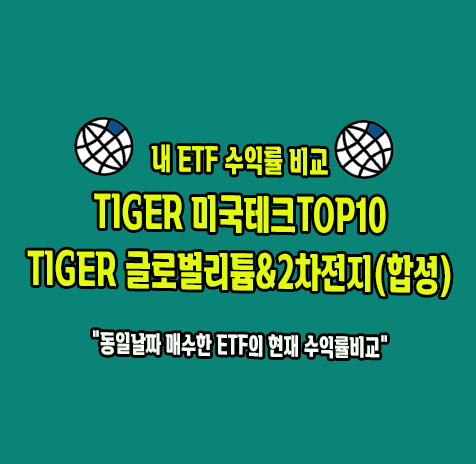 내 수익률 ETF비교-타이거 미국테크탑10 및 글로벌리튬