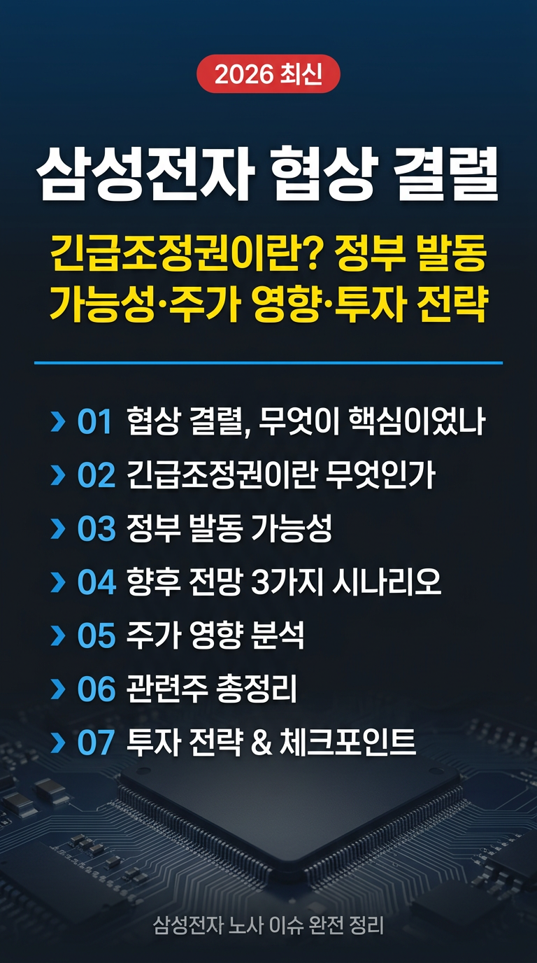 삼성전자 협상 결렬, 긴급조정권 이란? 정부 발동 가능성, 향후 전망, 주가 영향, 관련주 및 투자 전략