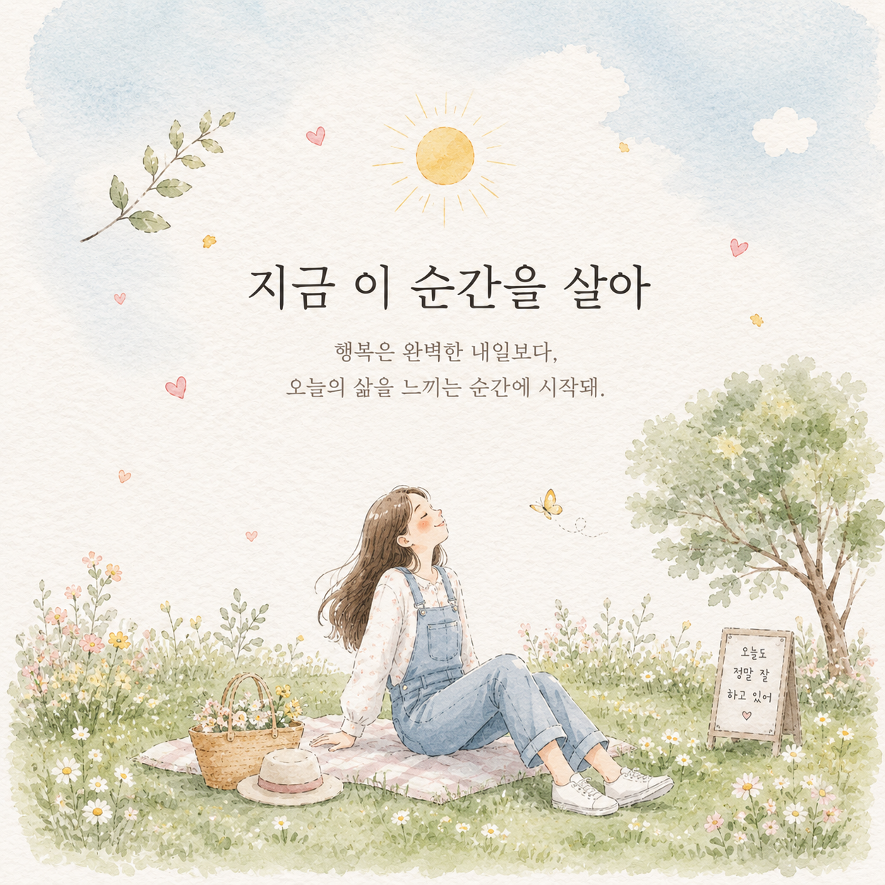 지금 이 순간을 살아 오늘의 행복 감성 글귀 이미지