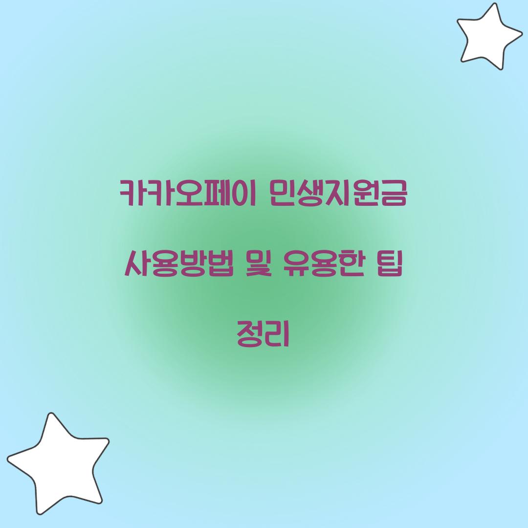 카카오페이 민생지원금 사용방법
