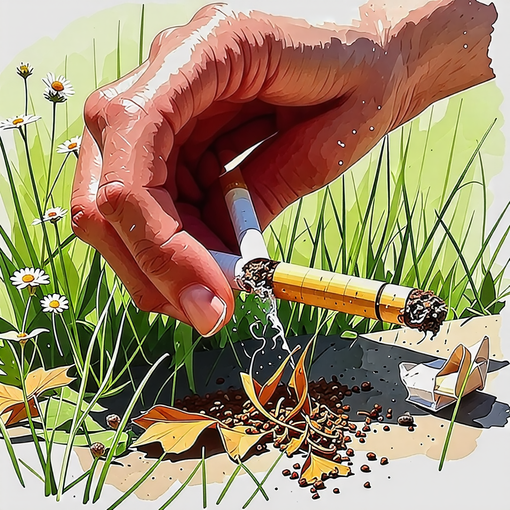 금연을 상징하는 담배를 찢는 이미지