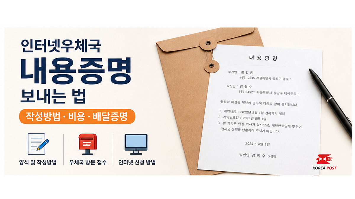 내용증명 보내는 법 작성방법 비용 인터넷우체국 신청