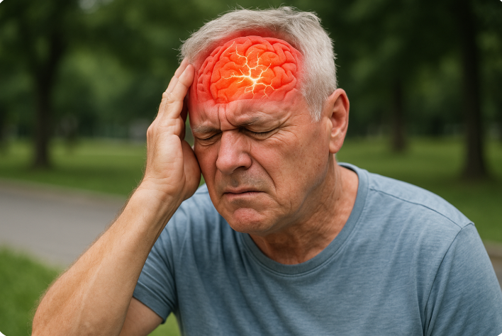 뇌졸증 증상을 나타내는 사진