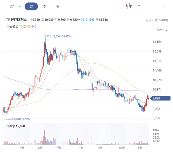 더네이처홀딩스 일봉 패턴