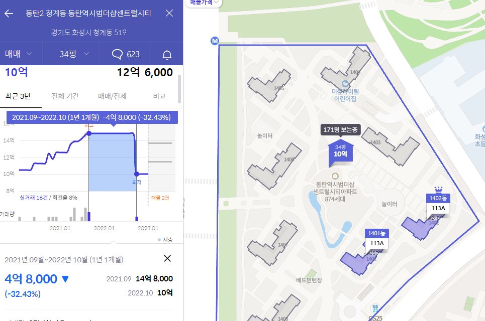 동탄 아파트 부동산 하락