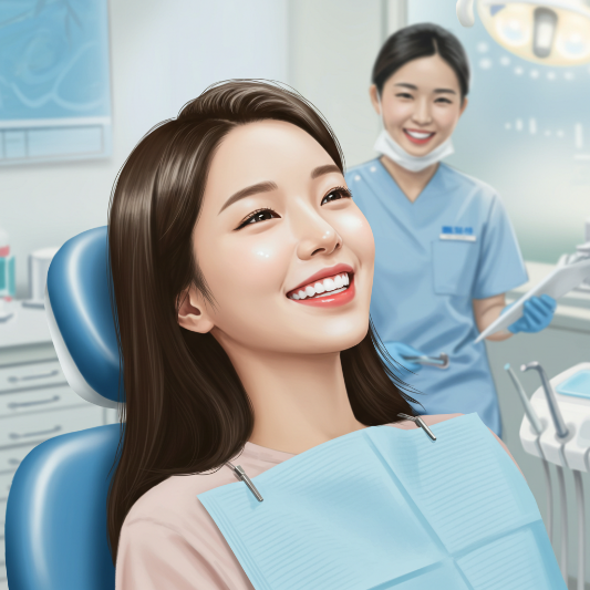 치과 치료 후 상쾌해 하는 얼굴 이미지