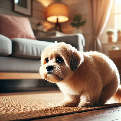 바닥에 엉덩이를 끌고 다니는 강아지