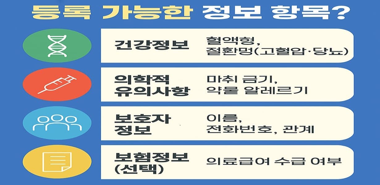 “응급의료정보제도에 등록 가능한 정보 항목을 정리한 인포그래픽”