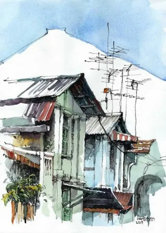 아크릴물감으로 어반스케치 그리기 파주 프로방스 카페로즈에서_23