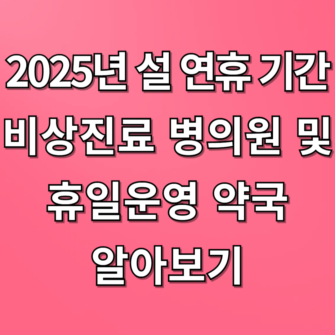 2025년 설 연휴기간 비상진료 병의원 및 휴일운영 약국 알아보기