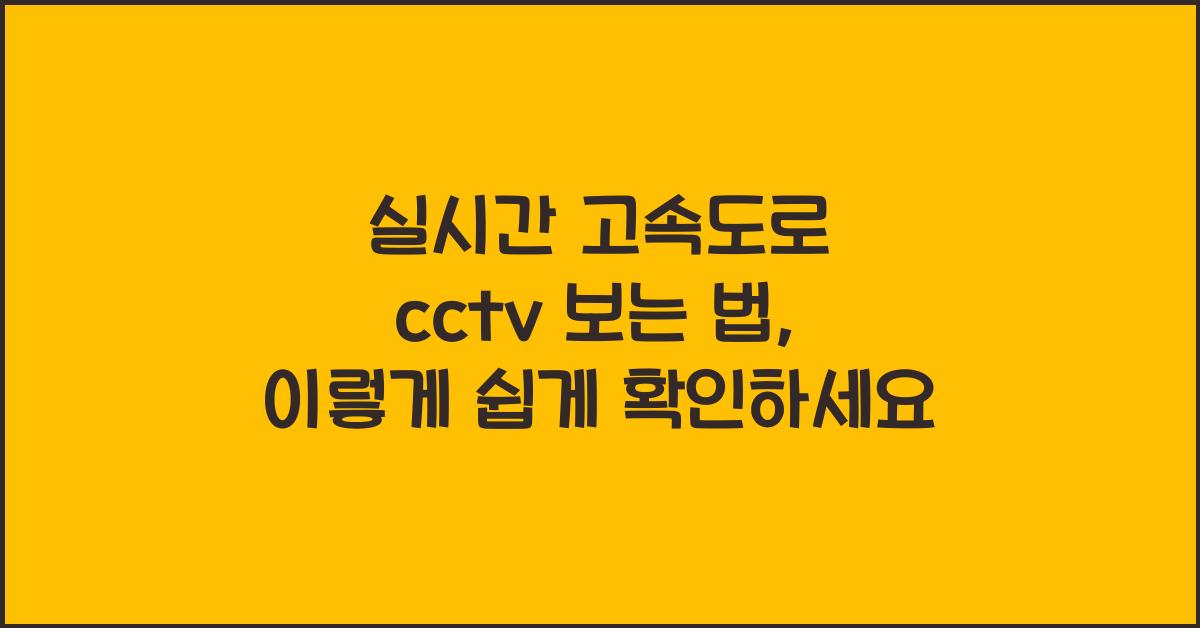 실시간 고속도로 cctv 보는 법