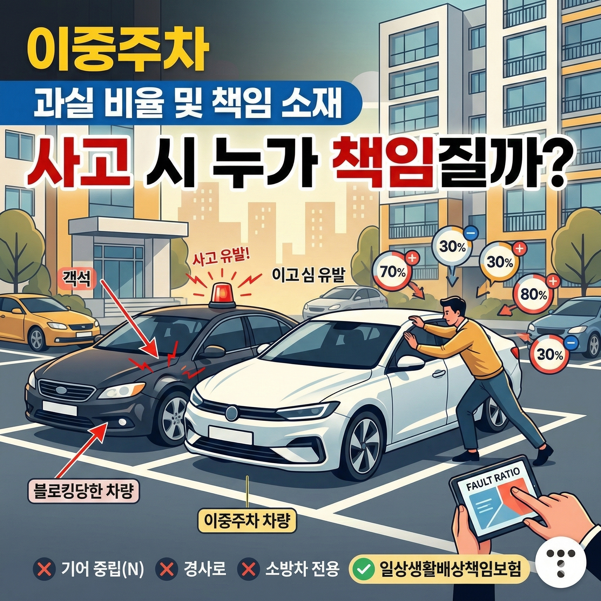 이중주차 과실 비율 및 사고 시 책임 소재 완벽 정리