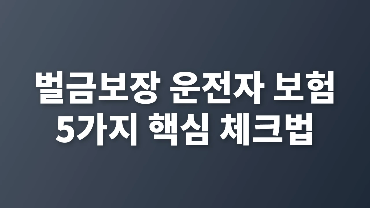 벌금보장 운전자 보험, 꼭 확인해야 할 5가지 핵심 포인트