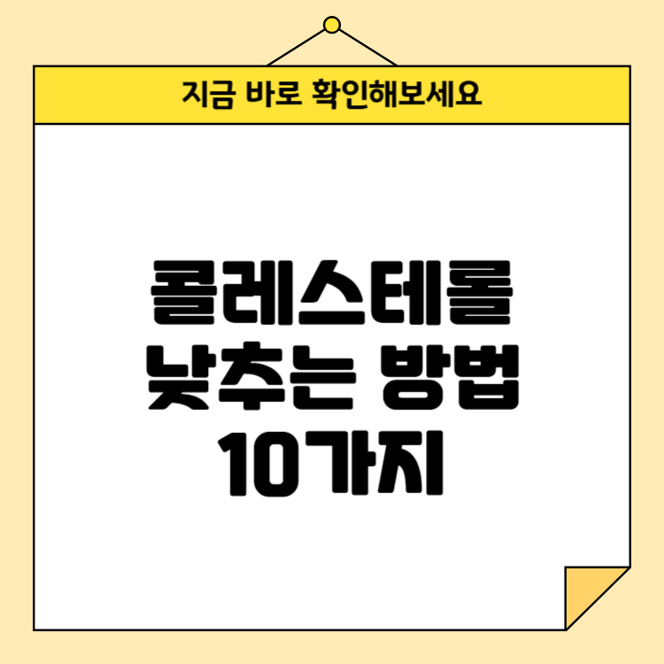 콜레스테롤 낮추는 방법 10가지