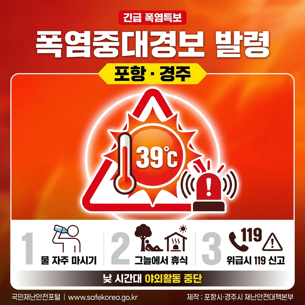 포항·경주 폭염중대경보 발령|폭염경보와 차이·주민 행동요령