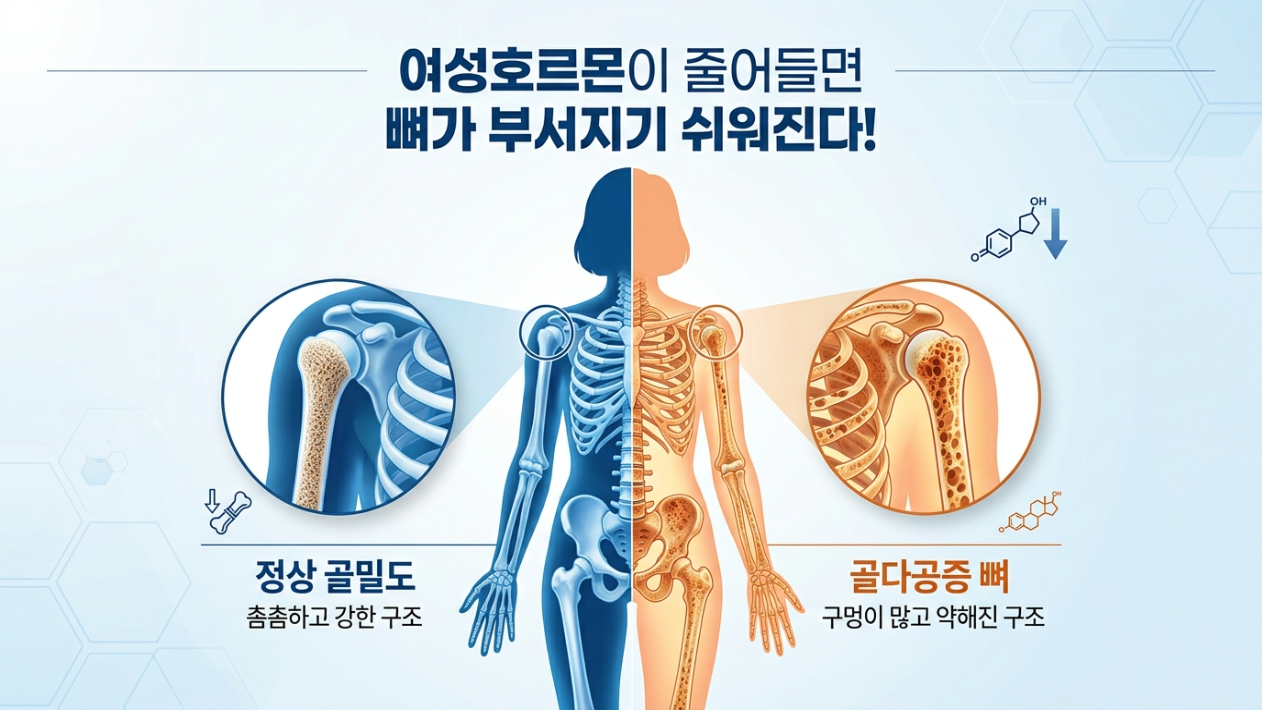 여성호르몬이 줄어들면 뼈가부서지기 쉬워진다!
