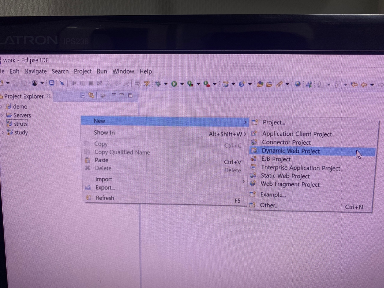 다이나믹 웹 프로젝트 생성