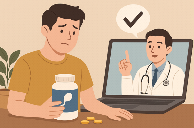 의사와 상담하는 남성