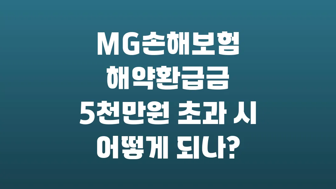 MG손해보험 해약환급금 5천만원 초과 시 어떻게 되나?