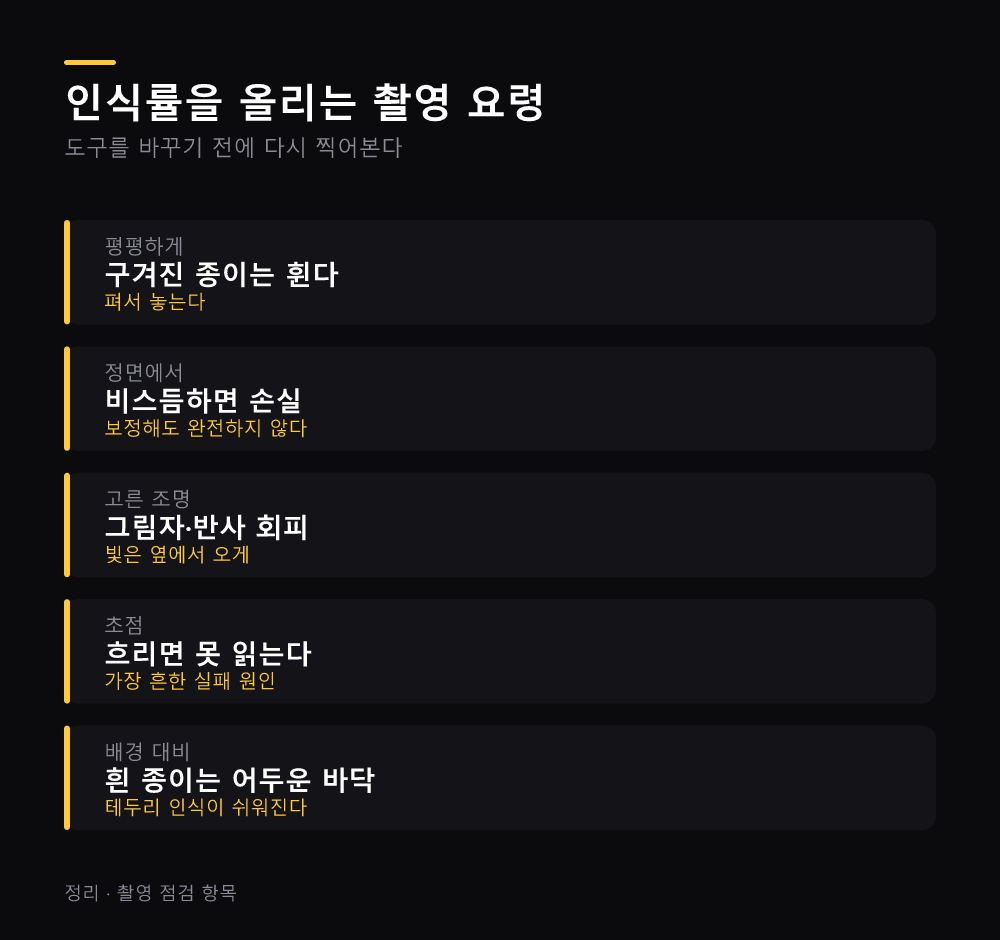 인식률을 올리는 촬영 요령