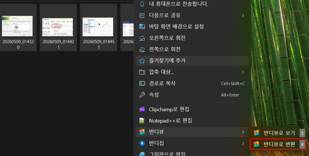 반디뷰 설치 후 이미지 변환 방법
