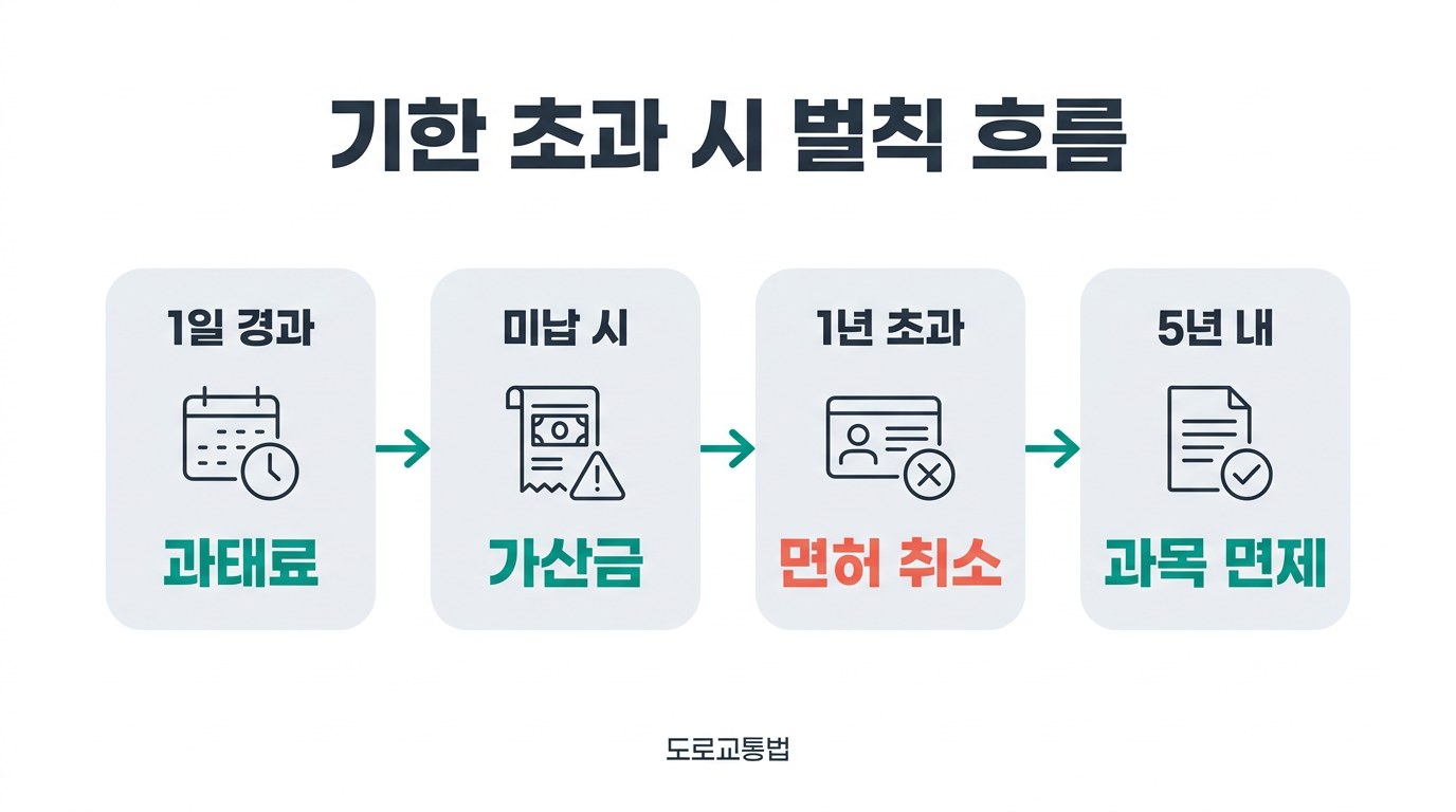 1종 면허 갱신 기한 초과 시 벌칙 흐름